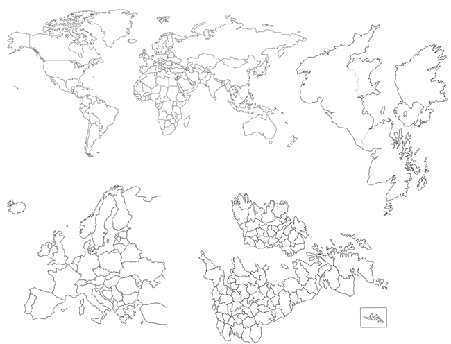 world map silkscreen