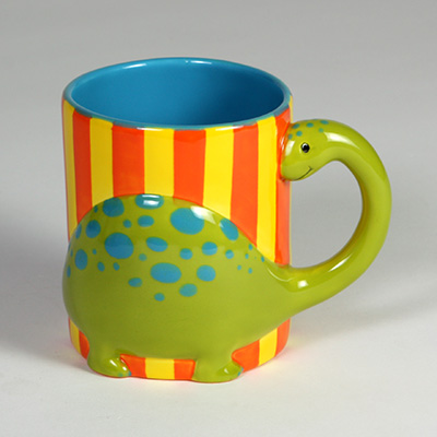 striped dinosaur mug