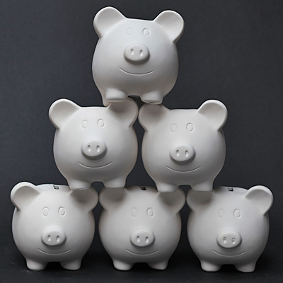 stack of pig banks.