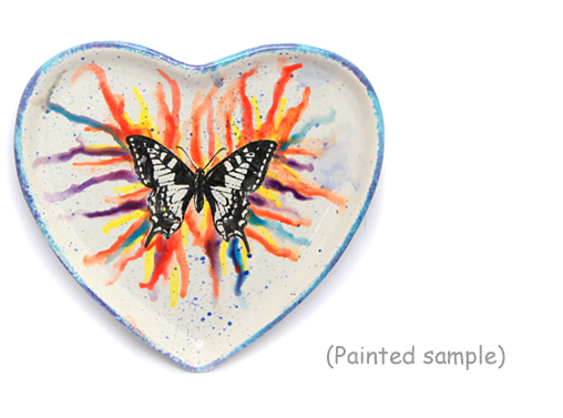 heart plate painted bisque
